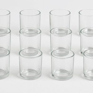 Simple Glass Cylinder Votive Candle Holder Bulk Pack of Twelve