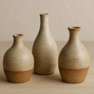 Handmade Ceramic Bud Vase Set of Three Small Table Decor