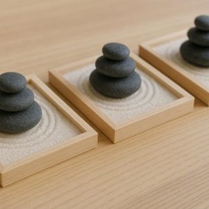 Set of Three Stacking Stone Zen Garden Miniature Desktop