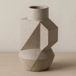 Modern Geometric Ceramic Vase with Textured Glaze Home Decor