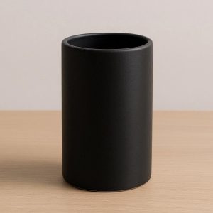 Black Ceramic Vase Simple Cylinder Shape for Office Desk
