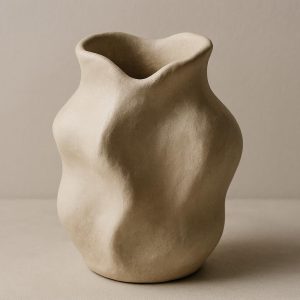 Ceramic Vase with Irregular Organic Shape and Matte Finish
